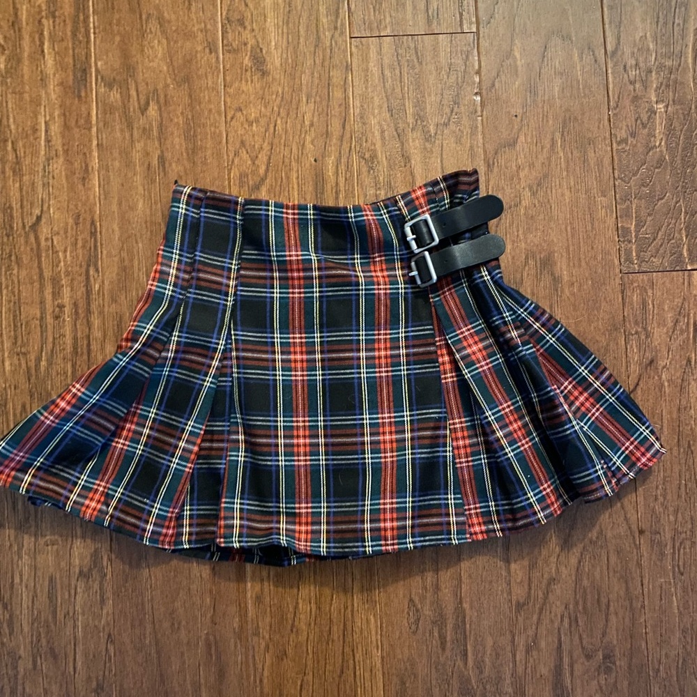 Danielle Guizio Pleated Plaid Miniskirt